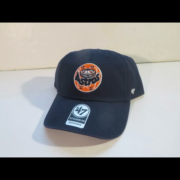 New '47 Clean Up Houston Astros Retro Plain Logo Strapback Hat Navy Blue NCAA - Picture 1 of 6